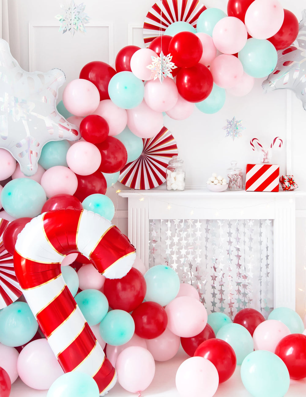 Décoration d'ambiance avec arche de ballons du ballon géant en aluminium sucre d'orge pour décoration Noël