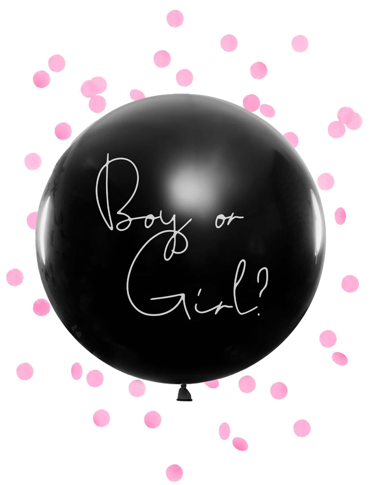 Obrovský latexový balón boy or girl na baby shower čierna s ružovými konfety
