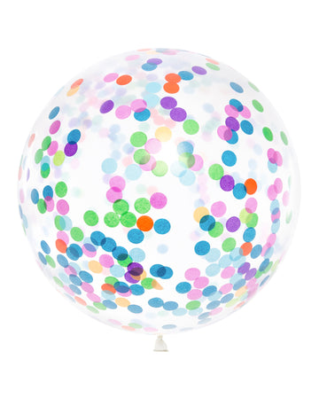 Transparentný obrovský balón viacfarebný konfety 1 m