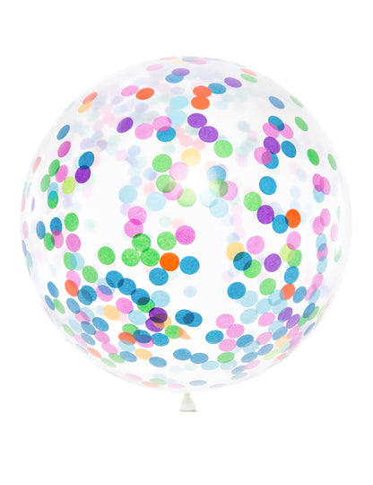 Transparentný obrovský balón viacfarebný konfety 1 m