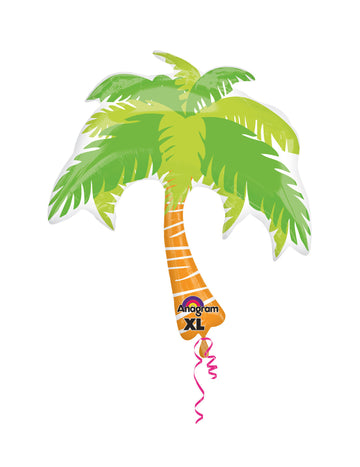 Ballon aluminium palmier décoration Hawaï vert et marron