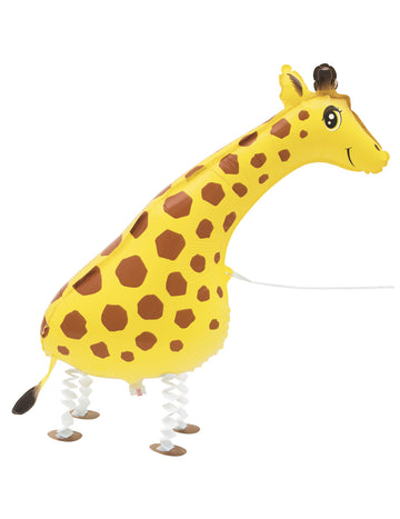 Ballon métallique girafe marchante pour enfant jaune à taches marron