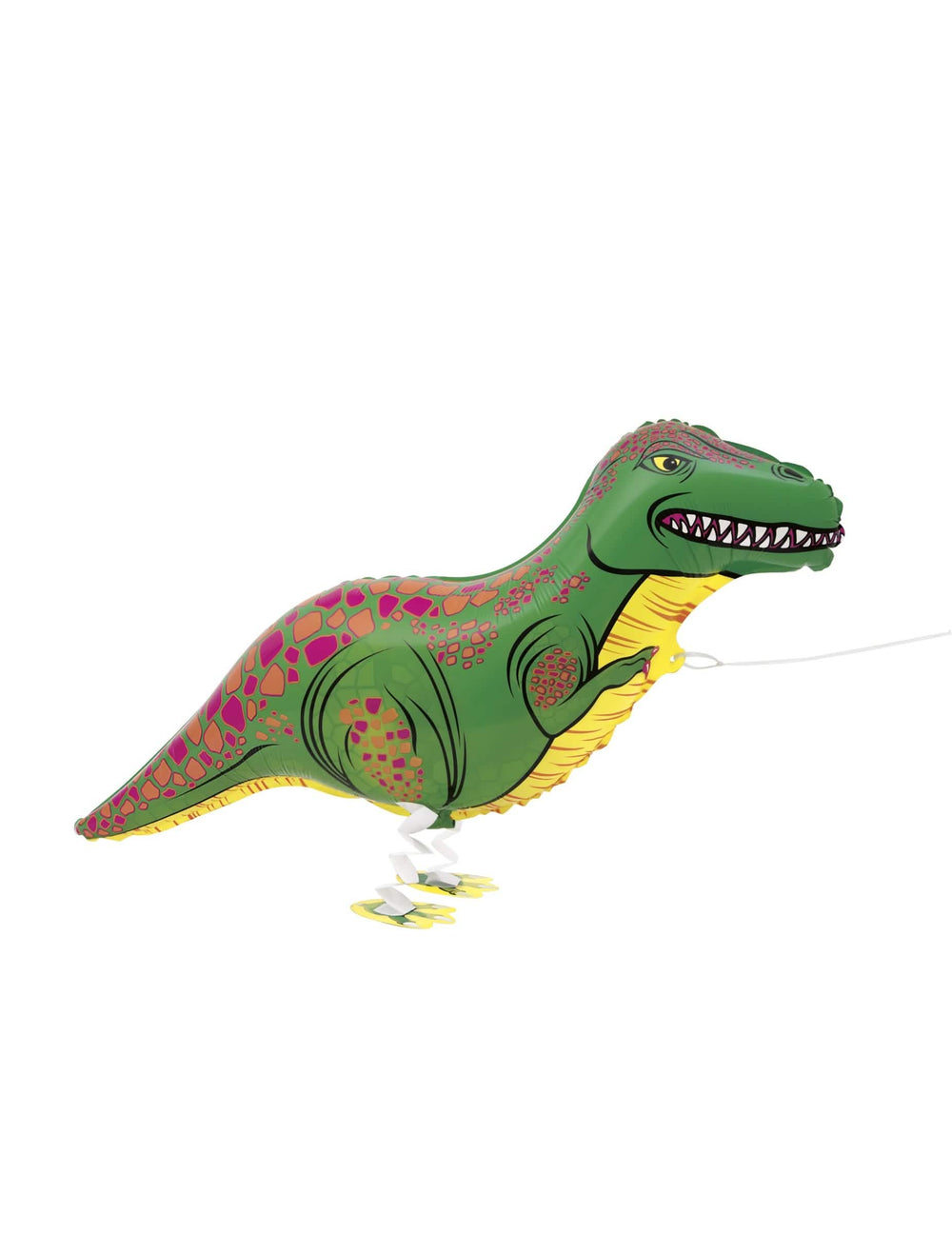 Kovový balón T-Rex kráčajúci zelená a žltá