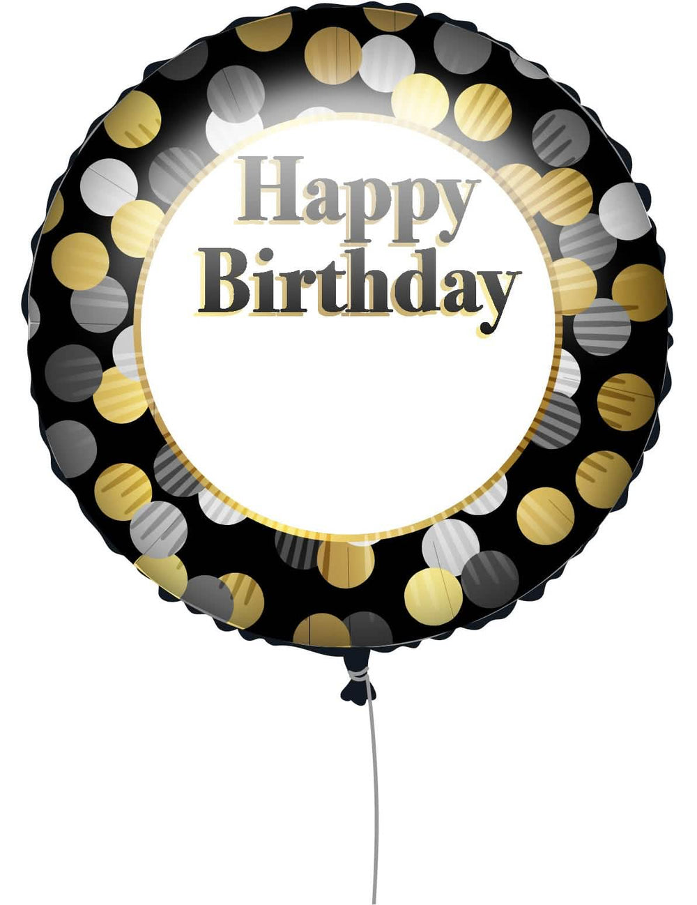 Predný pohľad na prispôsobiteľný balón Happy Birthday