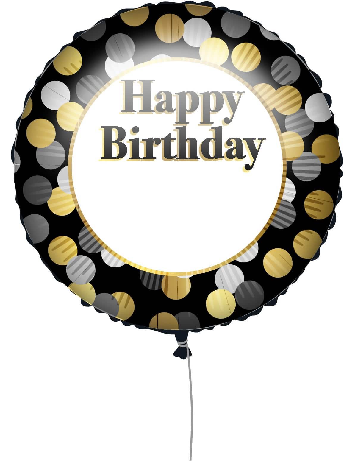 Predný pohľad na prispôsobiteľný balón Happy Birthday
