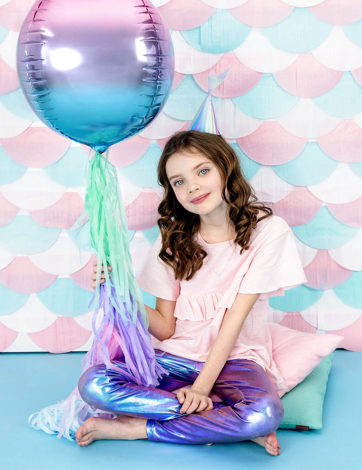 Hliníkový guľový balón s prechodom ružovej a modrej farby 35 cm nafukovacie hélium