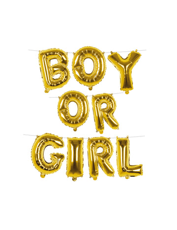 Girlanda z balónov zlatej fólie s písmenami "chlapec" alebo "dievča", 4 m
