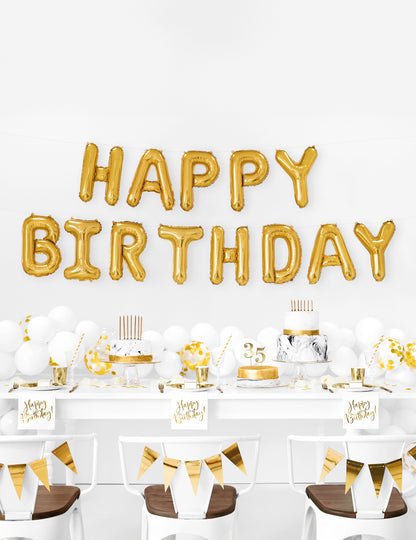 Fóliové balóny s nápisom "K narodeninám" zlatej farby, 35 ks cm v girlande