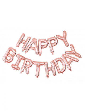 Ballons aluminium Happy Birthday rose gold