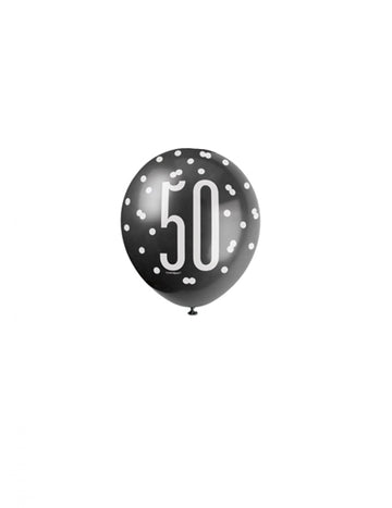 Ballons 50 ans pour anniversaire gris avec imprimé blanc