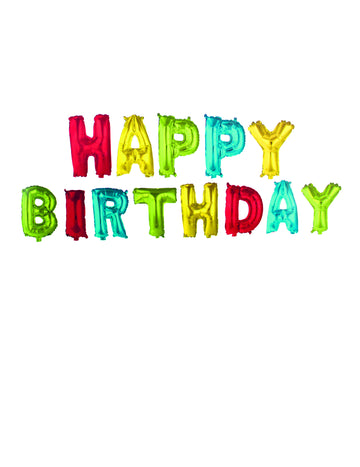 Viacfarebné hliníkové balóny s písmenami k narodeninám 33 cm
