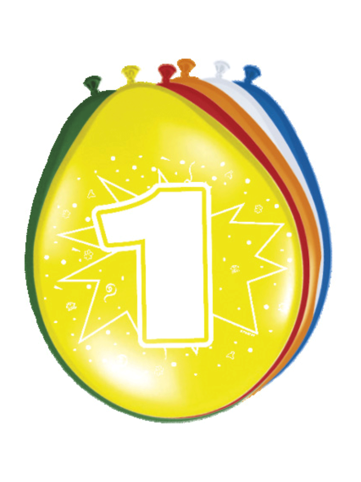 8 farebných balónov 30 cm číslo 1 