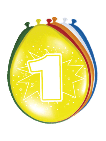 8 farebných balónov 30 cm číslo 1 