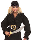 Bandana pirate pour adulte noir avec bandeau à motifs têtes de mort argentées