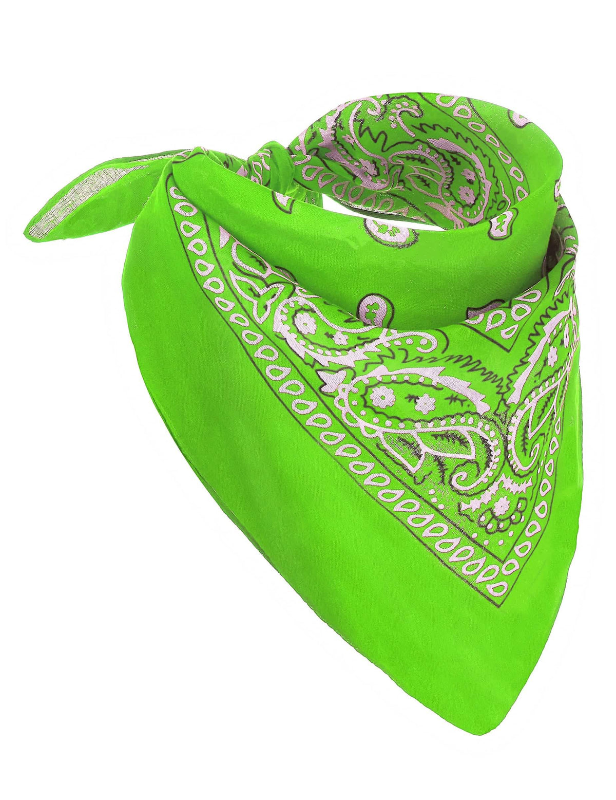 Bandana pre dospelého neón zelená s paisley vzormi