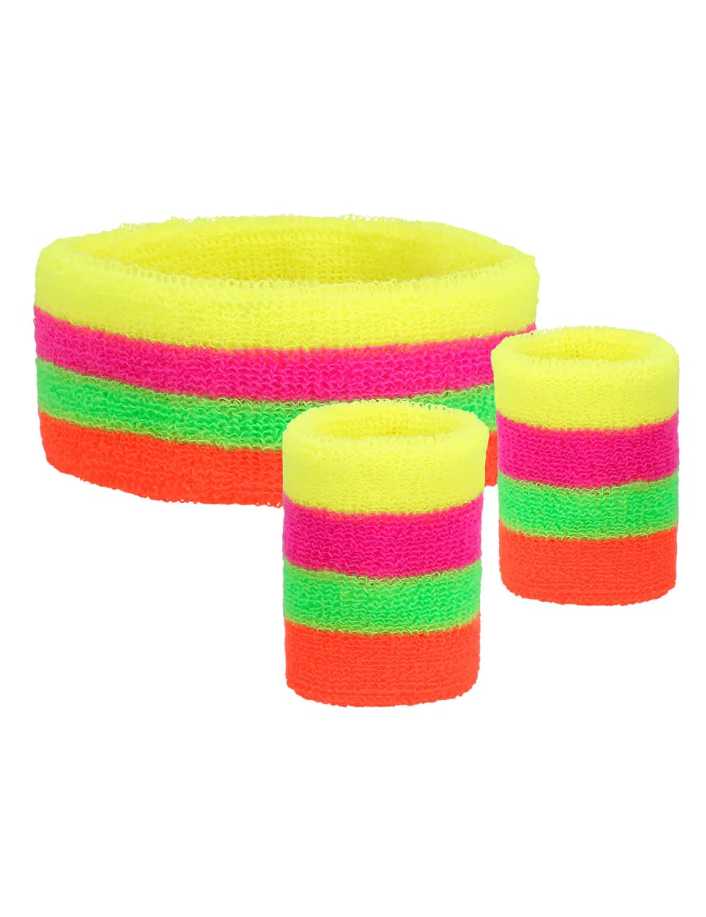 Vue d'ensemble du bandeau et poignets 80's pour adulte