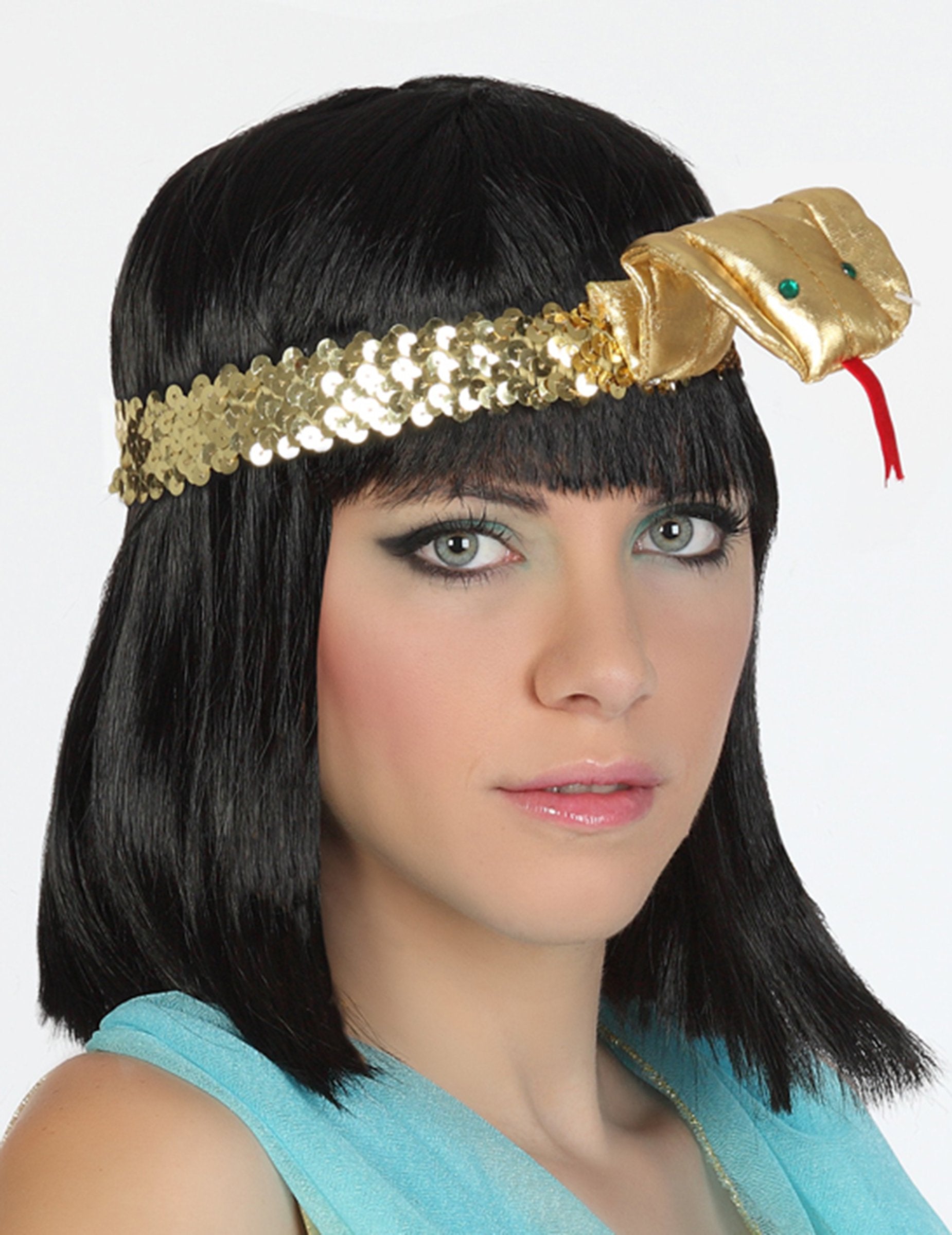 Egyptský hadí čelenka pre dospelých zlatá s flitrami