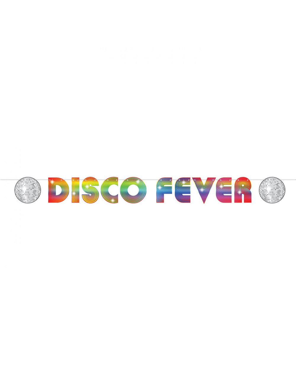 Bannière en carton Disco Fever multicolore avec boules à facettes