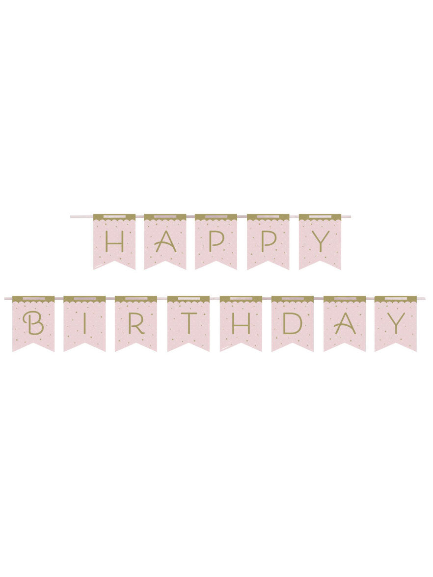 Kartónový banner s ružovou kráľovskou labuťou k narodeninám, 2,1 m, zlatý