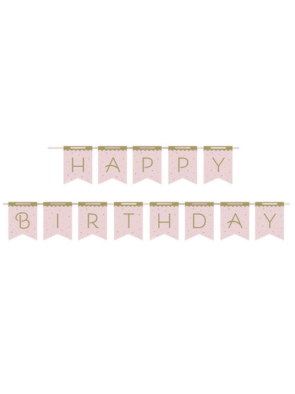 Kartónový banner s ružovou kráľovskou labuťou k narodeninám, 2,1 m, zlatý