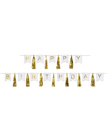 Zlato-biela girlanda s strapcami k narodeninám, 4,56 m, vyrobená z kartónu