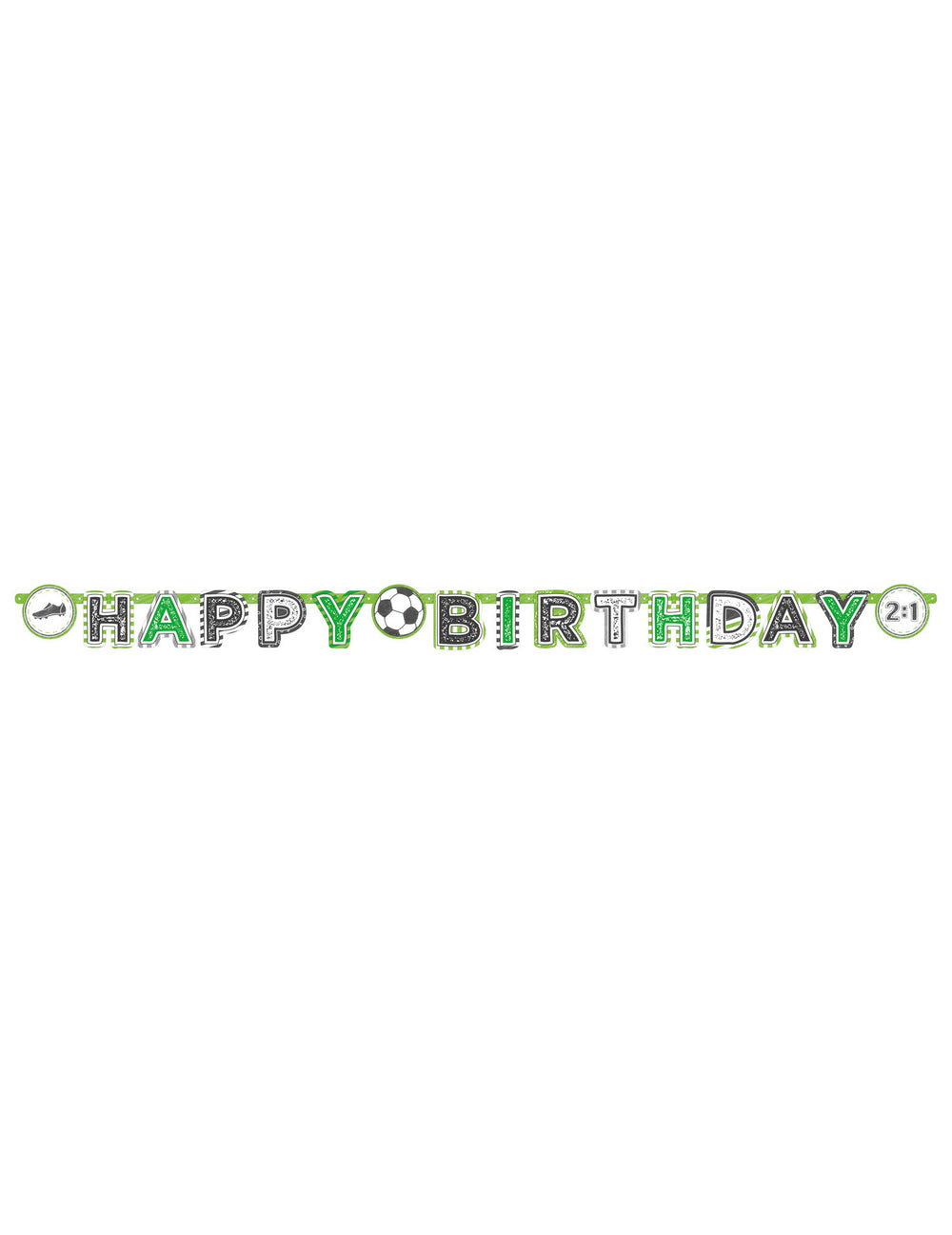 Vue d'ensemble de la bannière en papier Happy Birthday Football