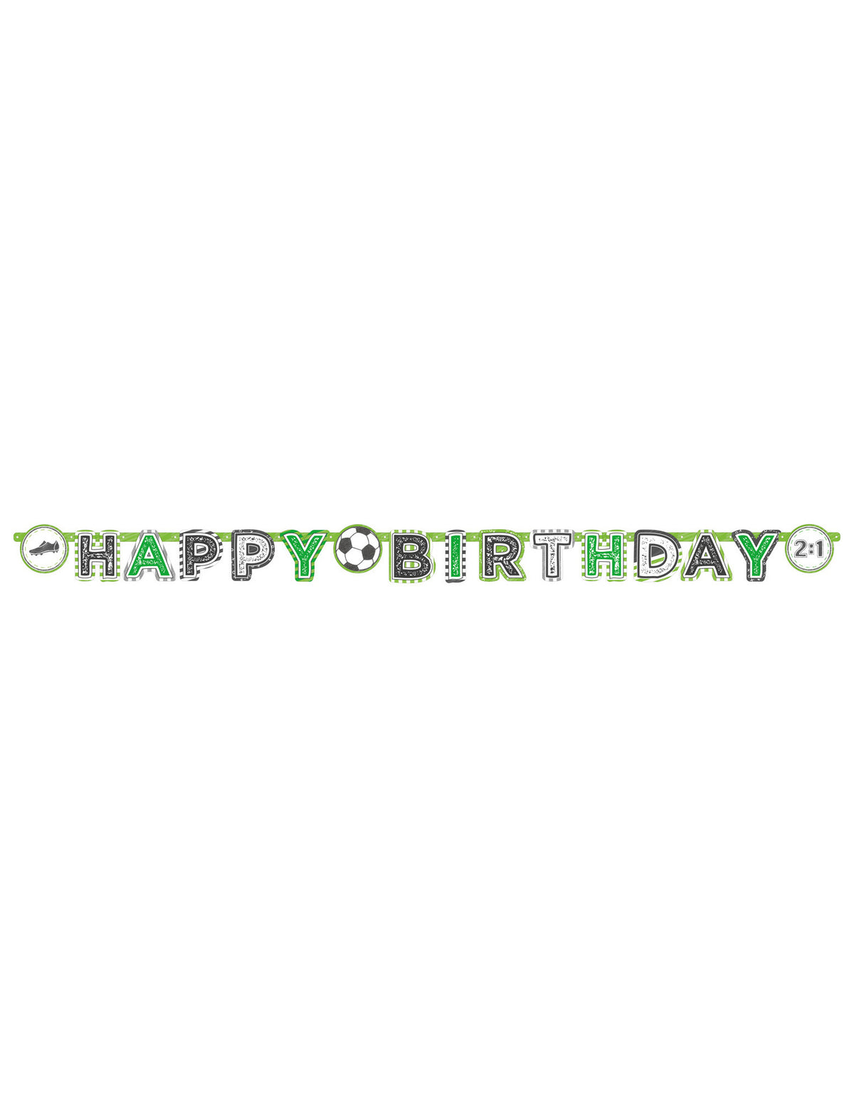 Vue d'ensemble de la bannière en papier Happy Birthday Football