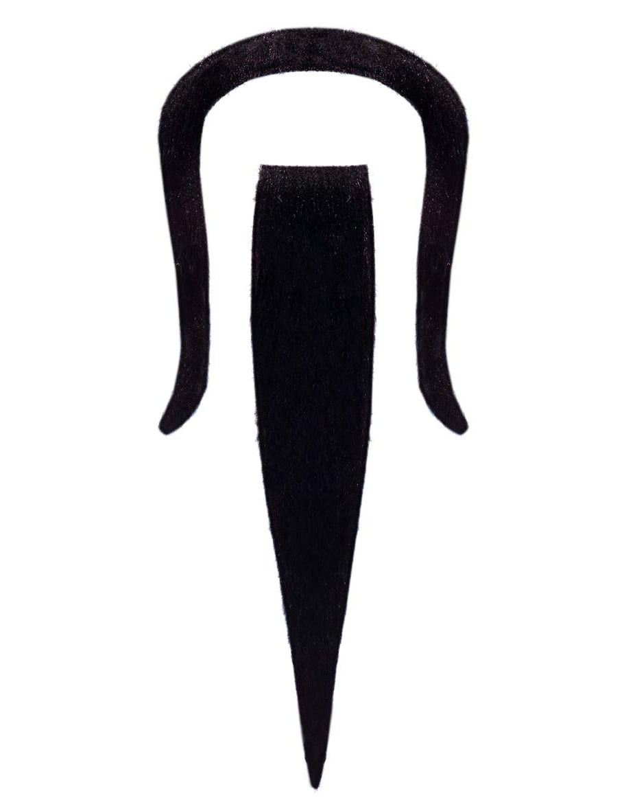 Barbe et moustache autocollante pour adulte noire fine et pointue