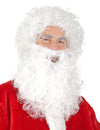 Barbe et perruque du Père Noël pour adulte blanche bouclée