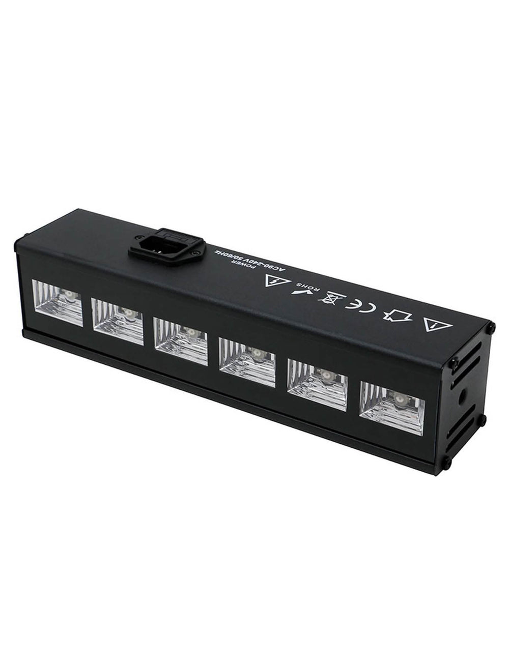 Vue de profil montrant la connectique de la barre à leds lumière noire pour fête 6x3W