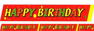 Ozdobná páska Happy Birthday červeno-zeleno-žltá 600x6 cm 