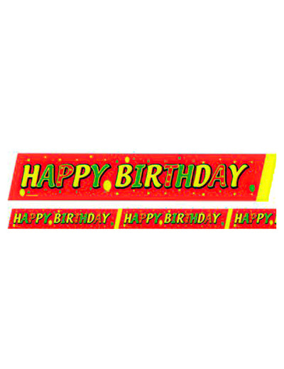 Ozdobná páska Happy Birthday červeno-zeleno-žltá 600x6 cm 