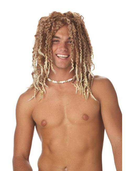 Perruque de surfeur pour homme blonde à dreadlocks