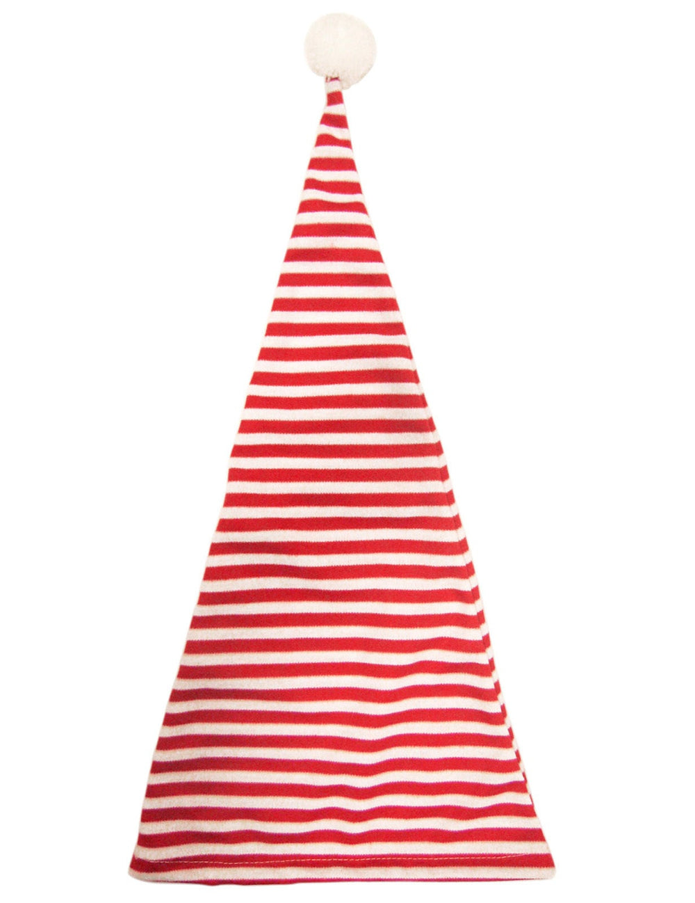 Bonnet de nuit rayé avec pompon pour adulte rouge et blanc