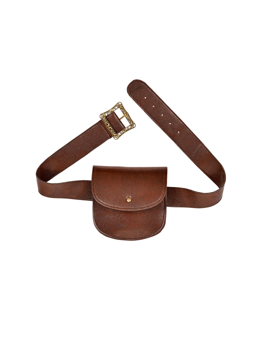 Besace en faux cuir pour adulte marron avec boucle dorée