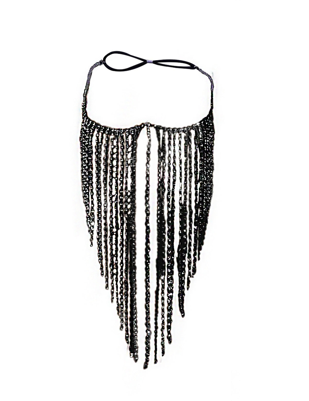 Vue à plat du bijoux de visage à franges pour adulte