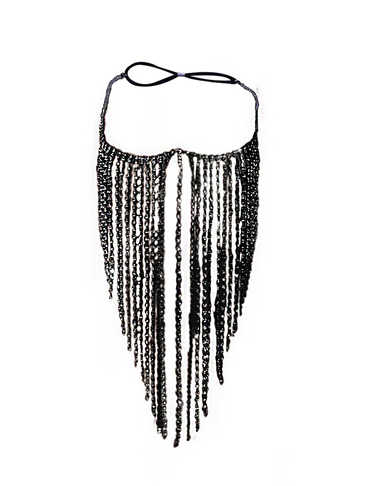 Vue à plat du bijoux de visage à franges pour adulte