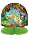Décoration de table safari pour enfant multicolore avec animaux de la jungle et base verte
