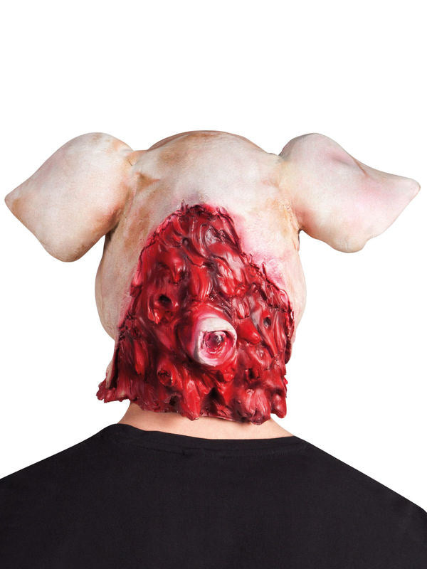 Vue de dos du masque tête de cochon ensanglanté