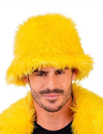 Žltý chlpatý klobúk pre dospelých 