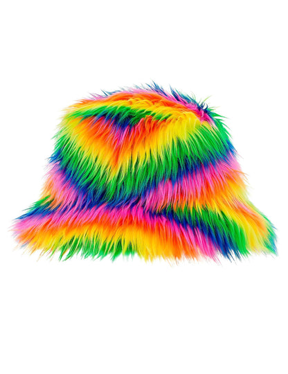 Viacfarebný chlpatý klobúk bob pre dospelých 
