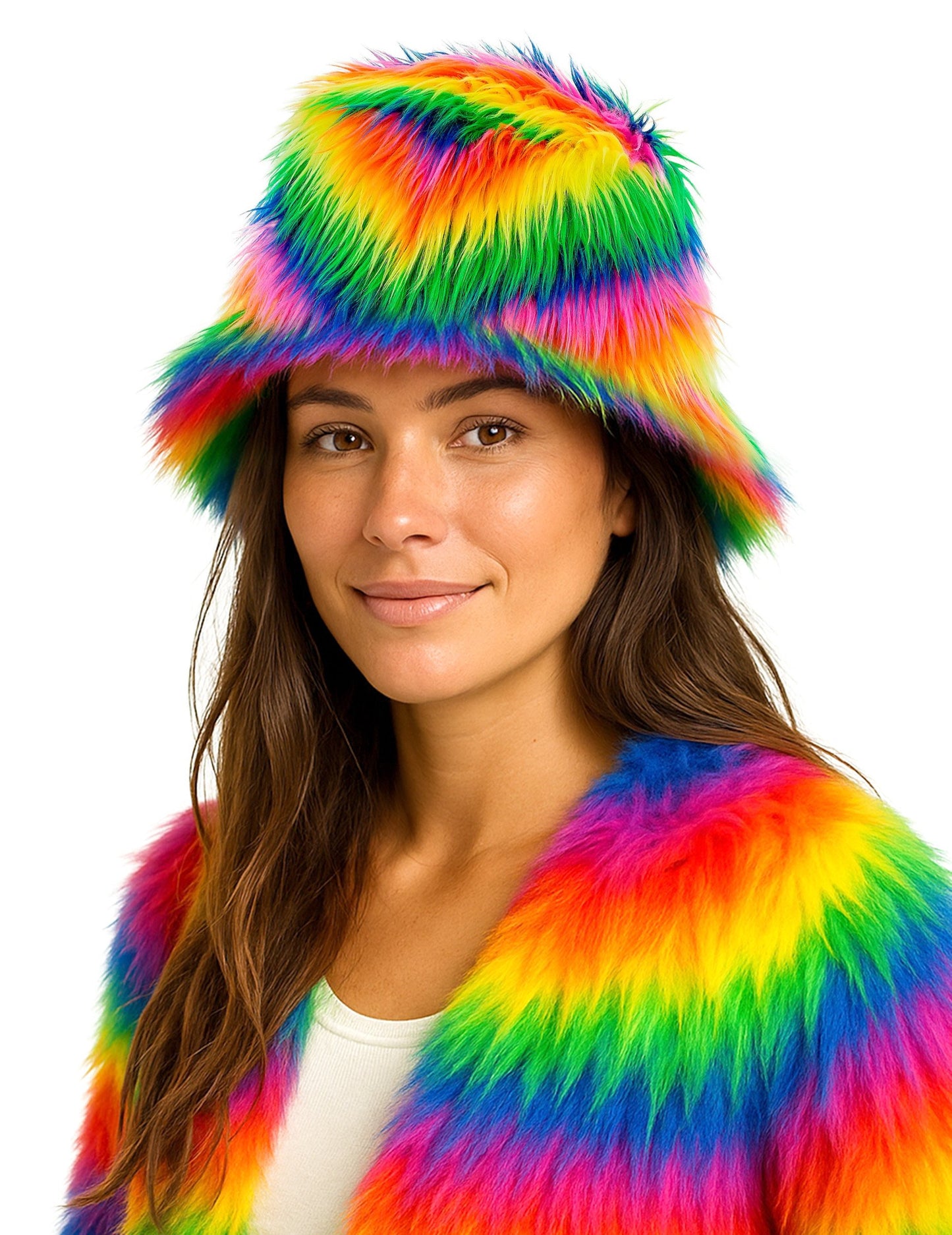Viacfarebný chlpatý klobúk bob pre dospelých 