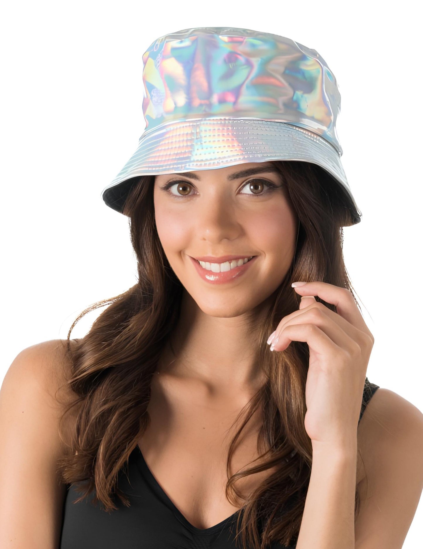 Irisovaný strieborný klobúk typu bob pre dospelých 