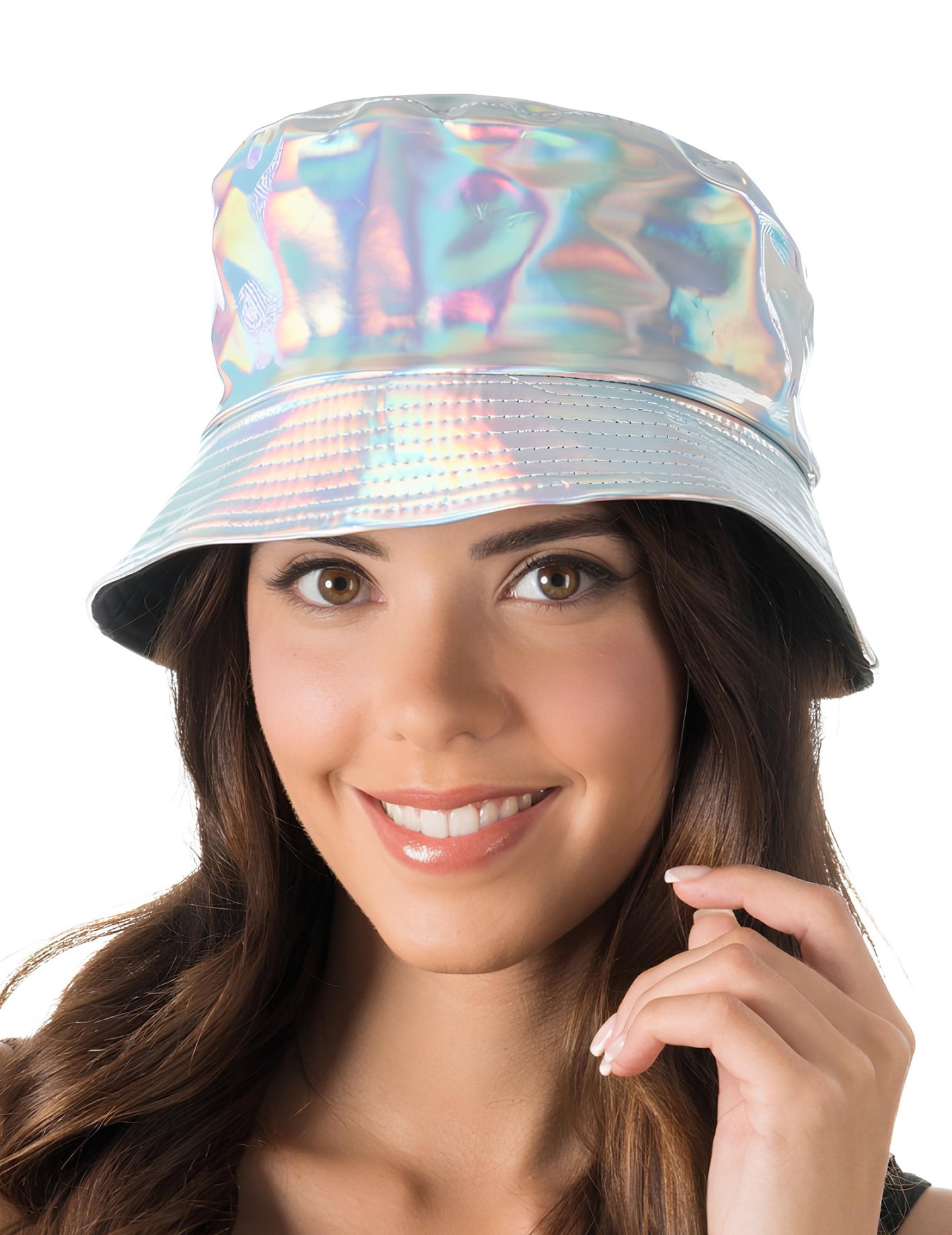 Irisovaný strieborný klobúk typu bob pre dospelých 