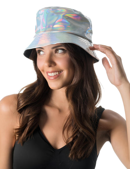 Irisovaný strieborný klobúk typu bob pre dospelých 