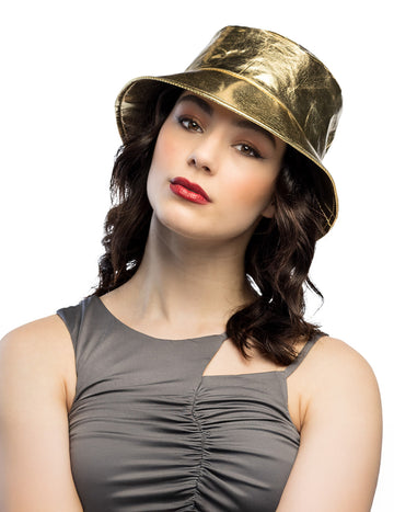 Zlatý kovový klobúk pre dospelých