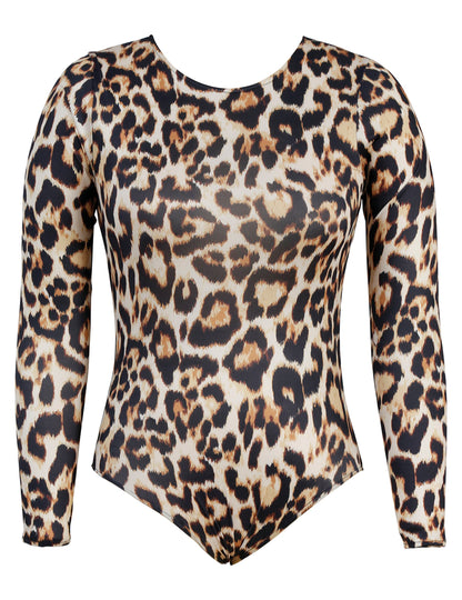 Dámsky leopardí body s dlhým rukávom 