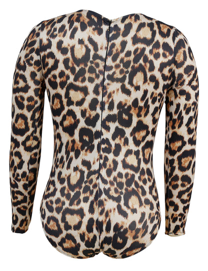 Dámsky leopardí body s dlhým rukávom 