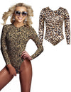 Body manches longues léopard pour femme à motif animalier marron et noir