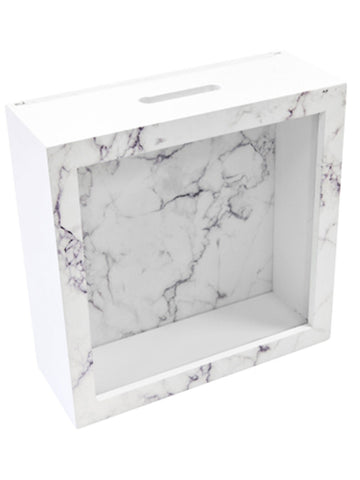 Boîte à messages en bois effet marbre pour mariage blanc